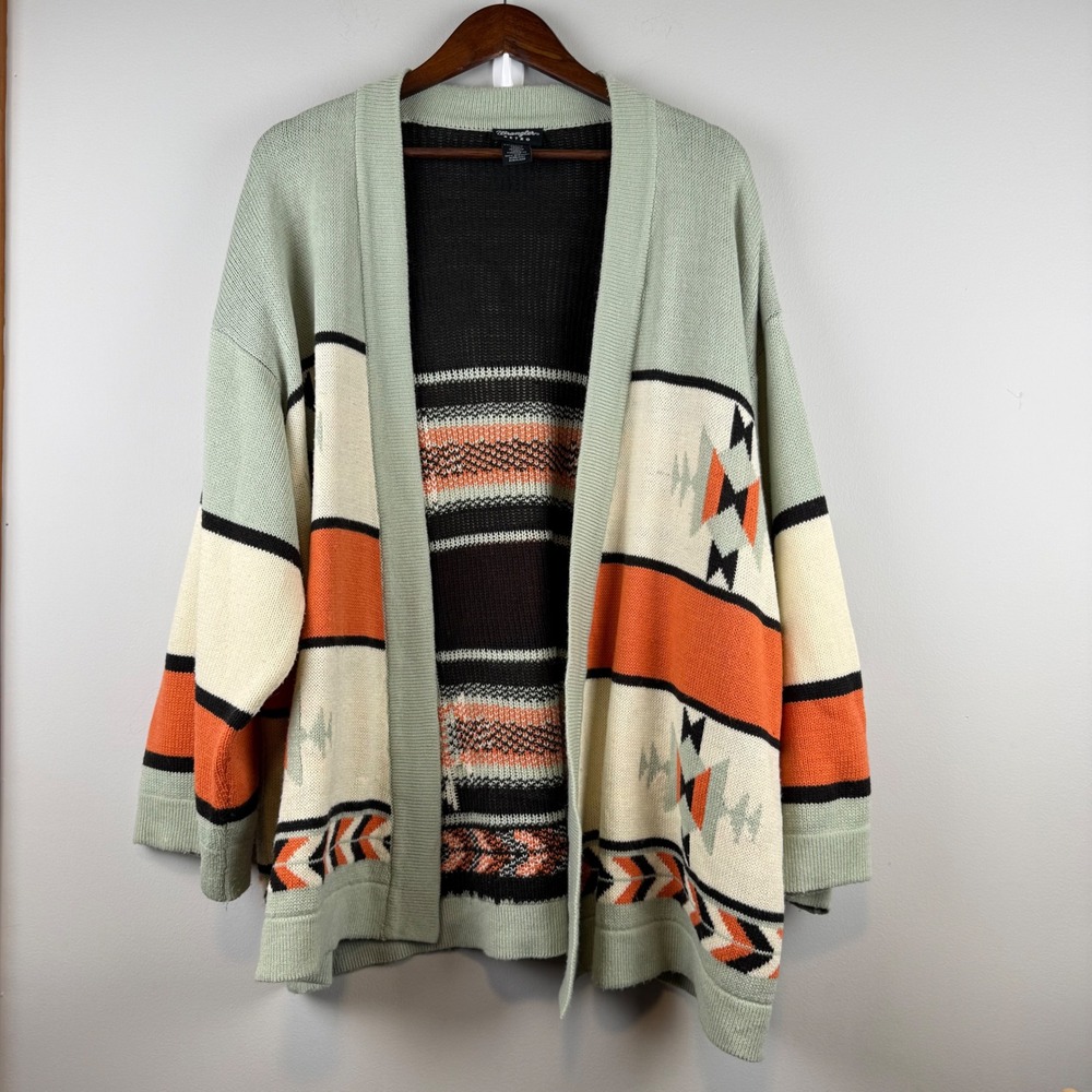 Wrangler Retro Open Knit Cardigan Women XXL Southwestern Cowgirl Cabin Aztec